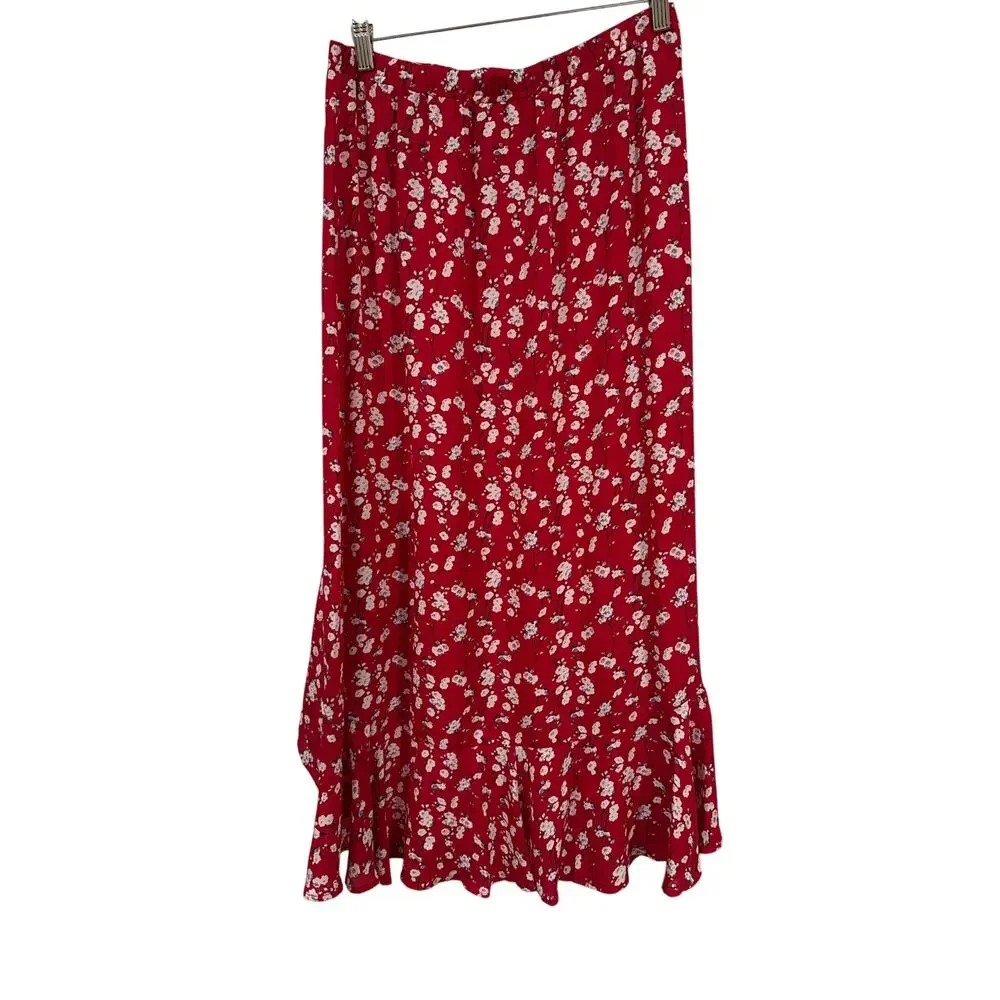 Max Studio Asymmetrical Ruffle Hem Midi Skirt, S